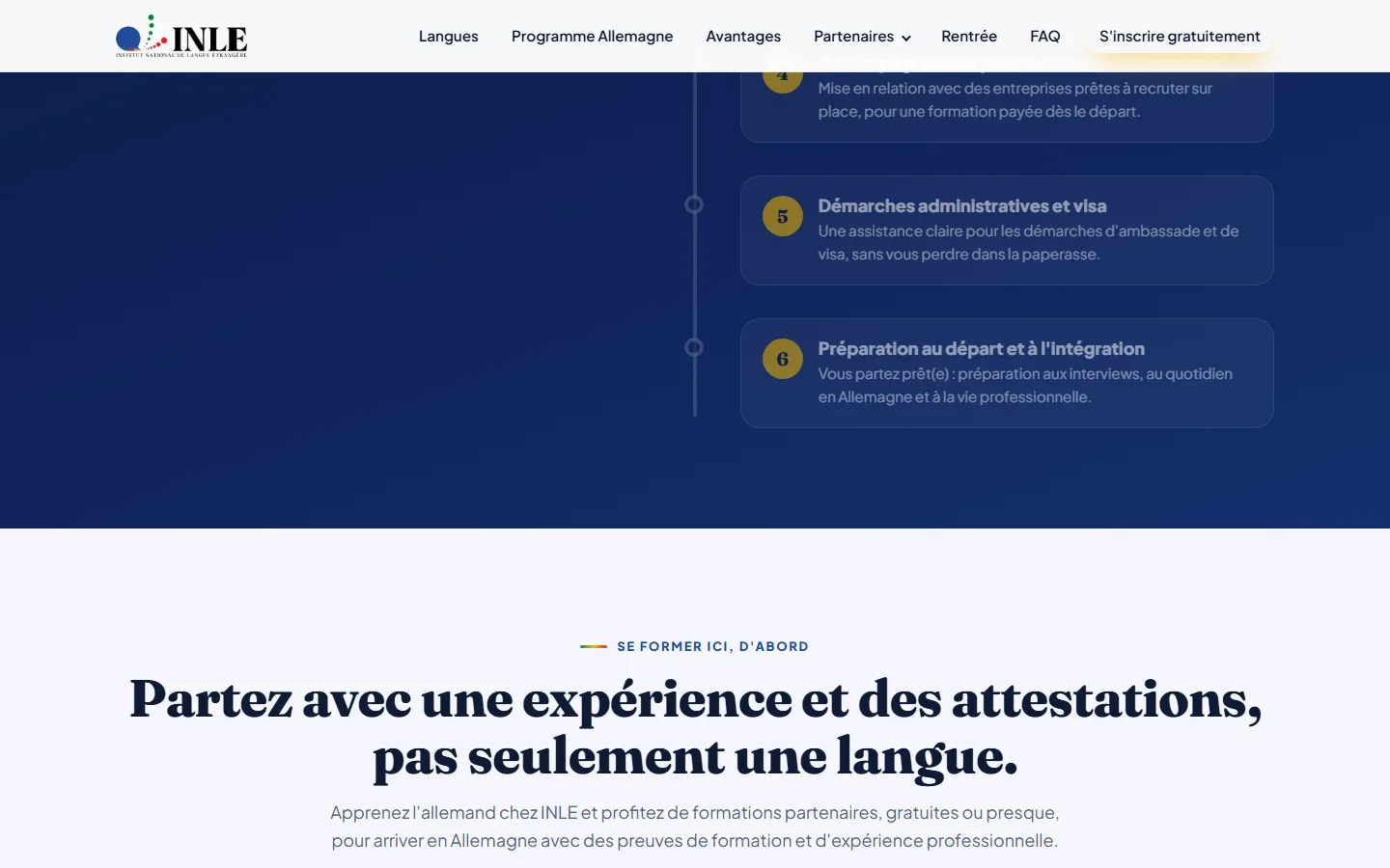 INLE — Centre de langues (landing page) — aperçu 2