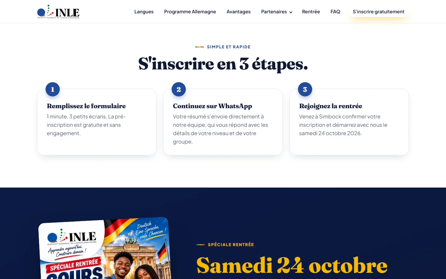 INLE — Centre de langues (landing page) — aperçu 3